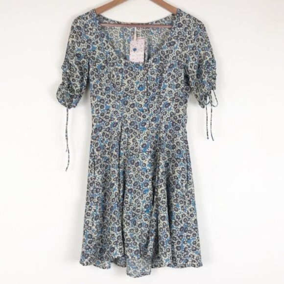 NWT Free People Laced Up Mini Dress in Ivory Combo Size XS - Picture 5 of 8